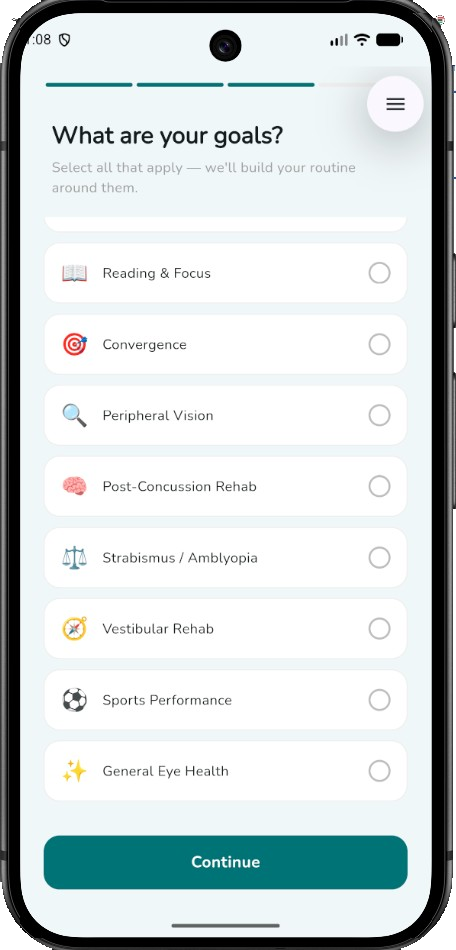 Goals screen